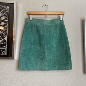 Teal Vintage Paris Sport Club Genuine Leather Skirt